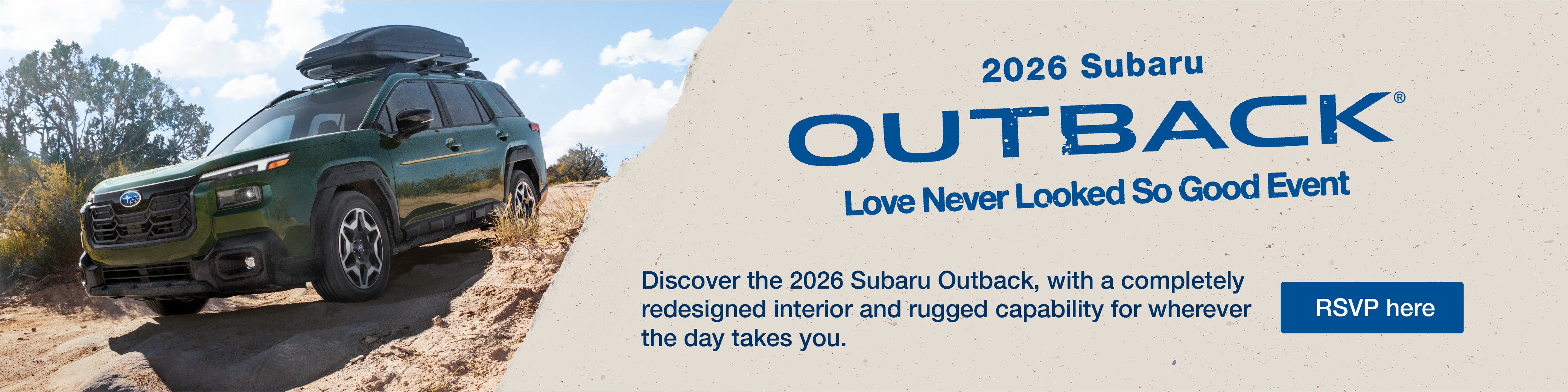 Subaru Outback driving on rugged terrain