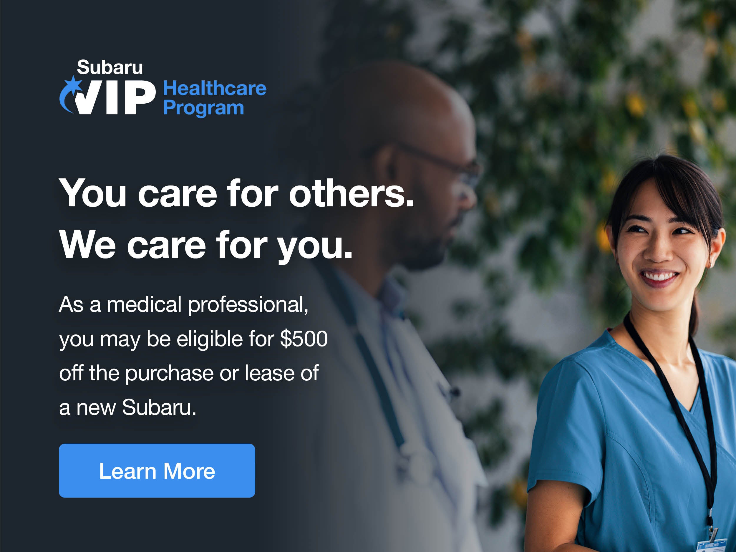 VIP Healthcare Program. Two medical professionals talking.