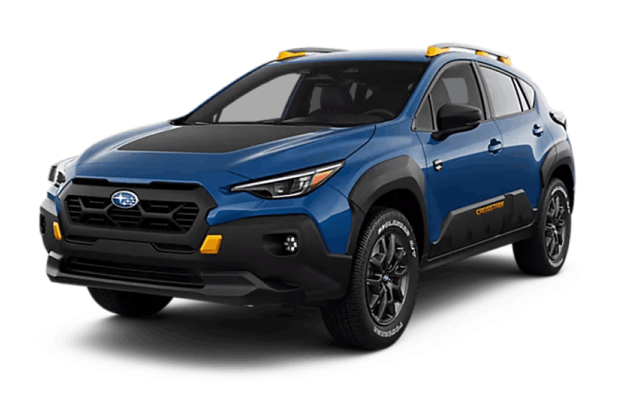 Blue Subaru Crosstrek Wilderness shown in a front three-quarter view.