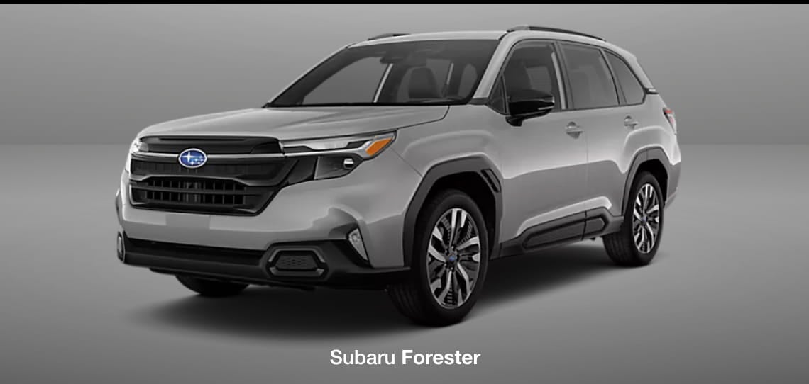 Gray Subaru Forester shown in a front three-quarter view.